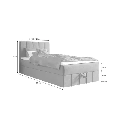 Jednolůžková boxspringová postel 90x200 MADLEN 1 - tmavě šedá