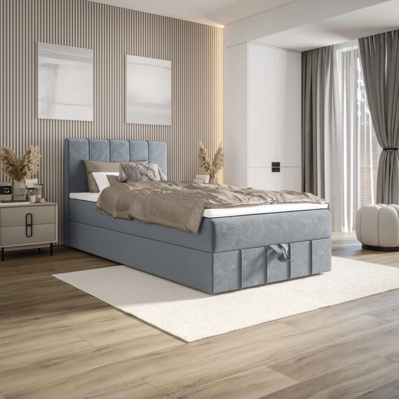 Jednolůžková boxspringová postel 100x200 MADLEN 1 - modrošedá