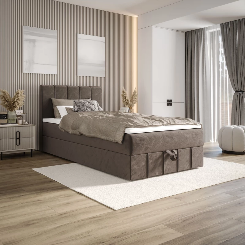 Jednolůžková boxspringová postel 90x200 MADLEN COMFORT 1 - hnědá