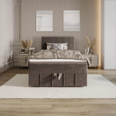 Jednolůžková boxspringová postel 90x200 MADLEN COMFORT 1 - hnědá