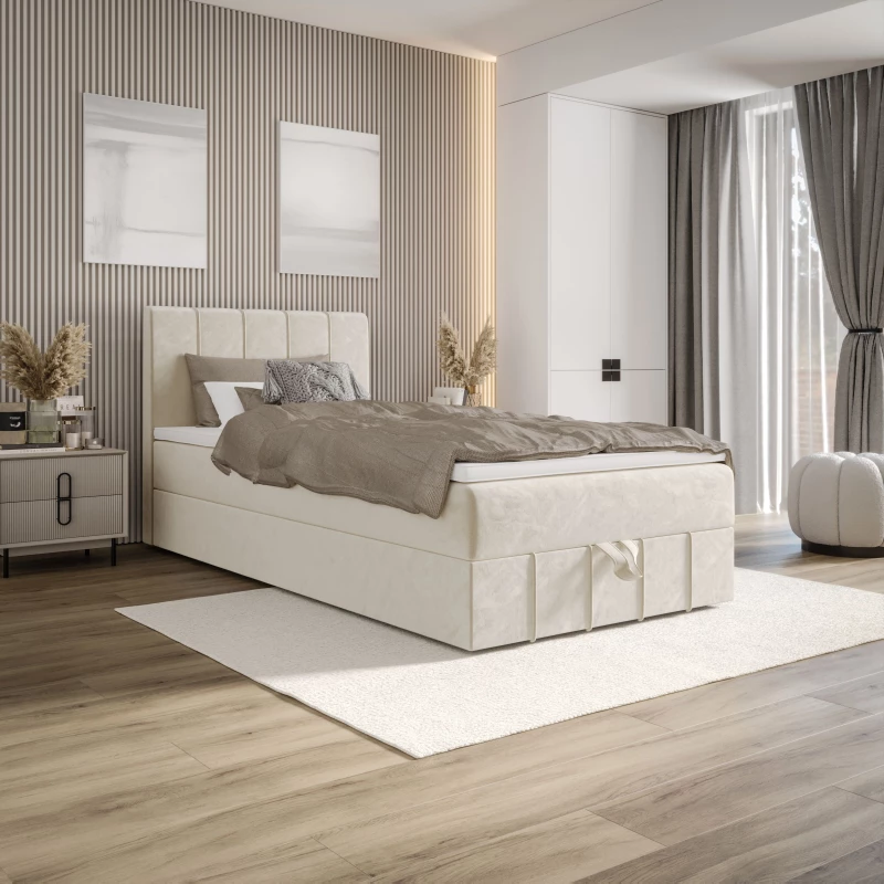 Jednolůžková boxspringová postel 100x200 MADLEN COMFORT 1 - béžová