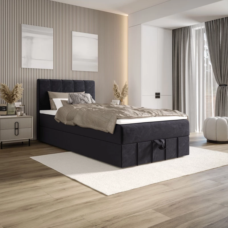 Jednolůžková boxspringová postel 100x200 MADLEN COMFORT 1 - tmavě šedá