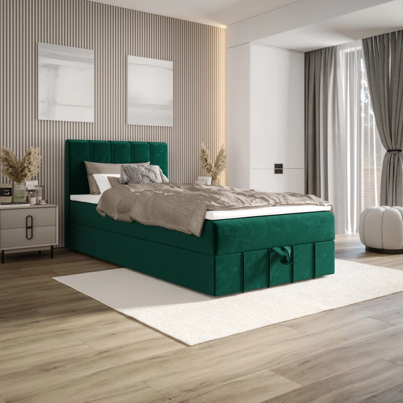 Jednolůžková boxspringová postel 120x200 MADLEN COMFORT 1 - zelená