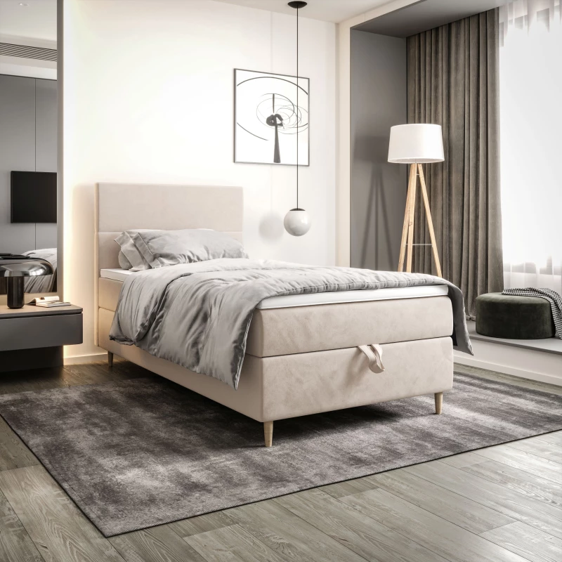 Kontinentální jednolůžková postel 90x200 ANGELES 1 - béžová