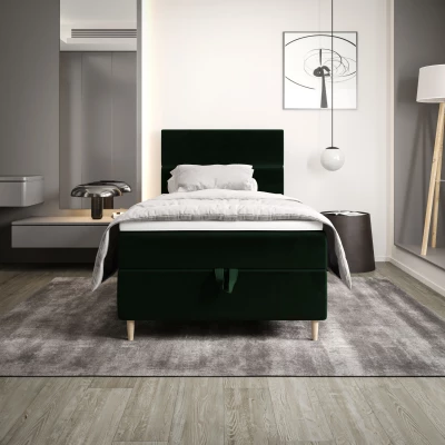 Kontinentální jednolůžková postel 100x200 ANGELES 1 - tmavě zelená