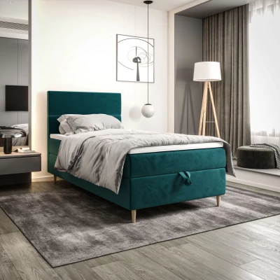 Kontinentální jednolůžková postel 100x200 ANGELES 1 - petrolejová