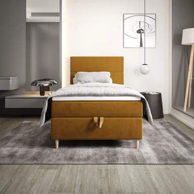 Kontinentální jednolůžková postel 120x200 ANGELES 1 - hořčicová