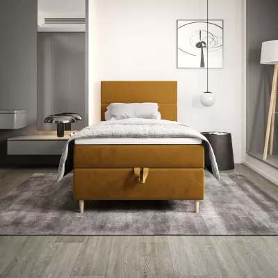 Kontinentální jednolůžková postel 120x200 ANGELES 1 - hořčicová