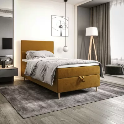 Kontinentální jednolůžková postel 120x200 ANGELES 1 - hořčicová