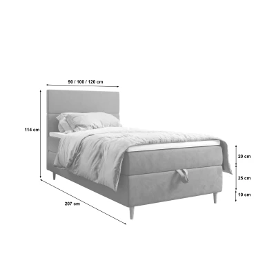 Kontinentální jednolůžková postel 120x200 ANGELES 1 - hořčicová