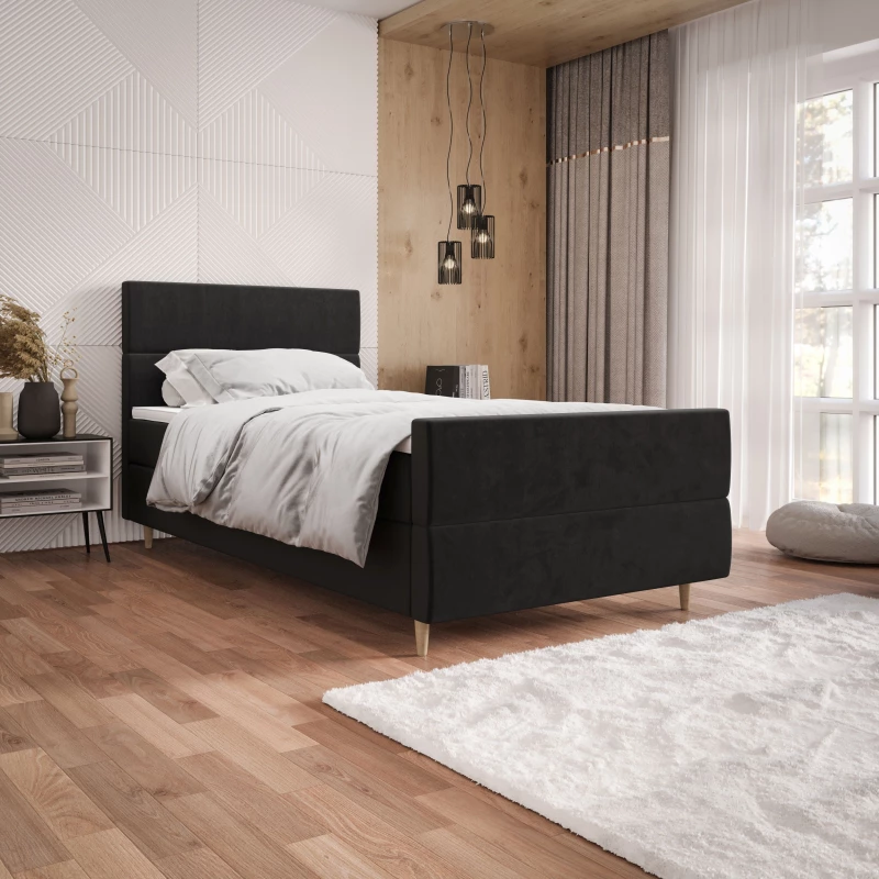 Kontinentální jednolůžková postel 90x200 ANGELES PLUS 1 - tmavě šedá