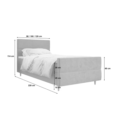 Kontinentální jednolůžková postel 100x200 ANGELES PLUS 1 - světle růžová