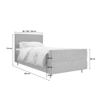 Kontinentální jednolůžková postel 120x200 ANGELES PLUS 1 - světle modrá