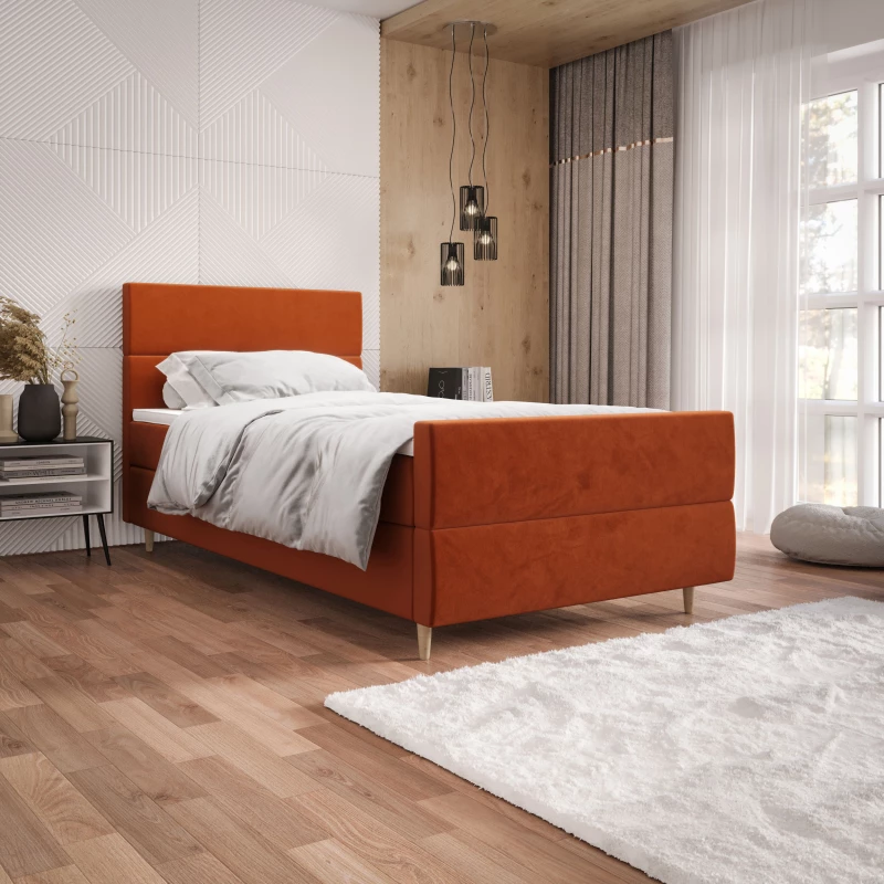 Kontinentální jednolůžková postel 100x200 ANGELES PLUS COMFORT 1 - oranžová