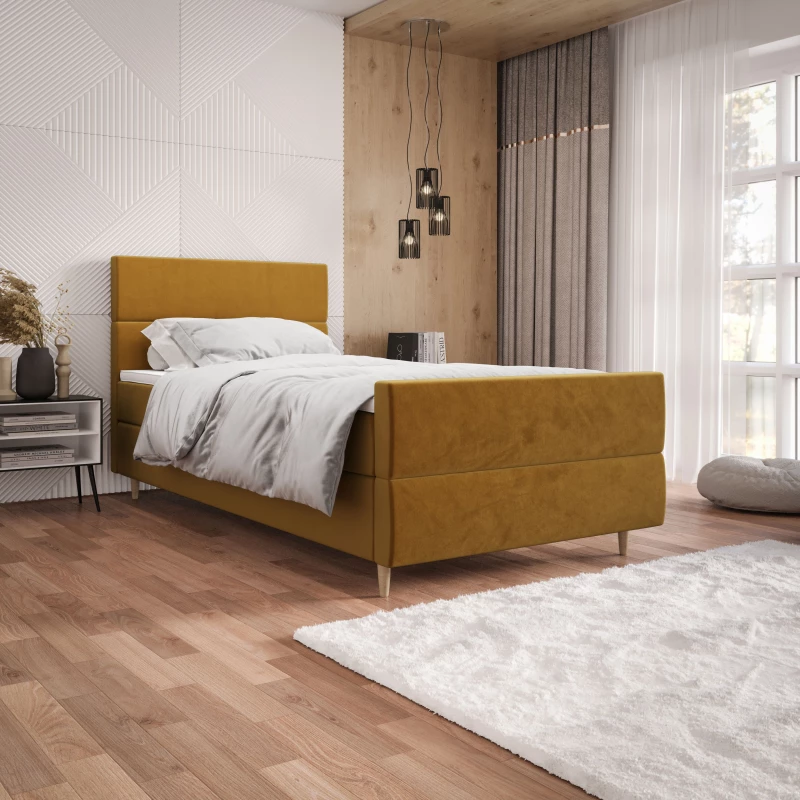 Kontinentální jednolůžková postel 120x200 ANGELES PLUS COMFORT 1 - hořčicová