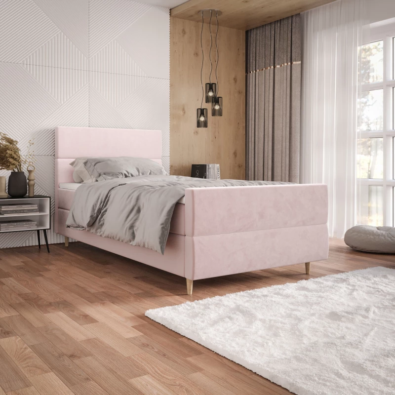 Kontinentální jednolůžková postel 120x200 ANGELES PLUS COMFORT 1 - světle růžová