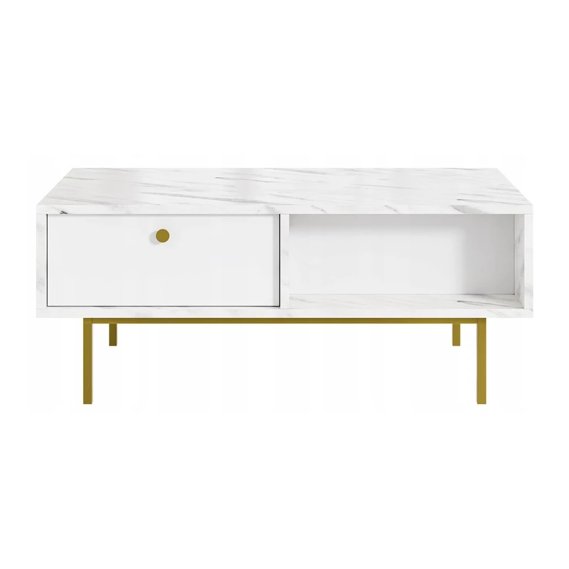 Konferenční stolek SHELDON - bílý mramor