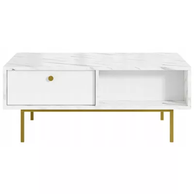 Konferenční stolek SHELDON - bílý mramor