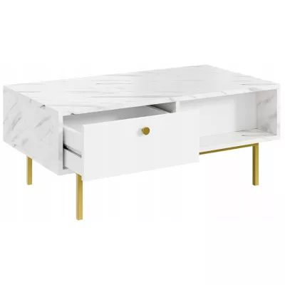 Konferenční stolek SHELDON - bílý mramor