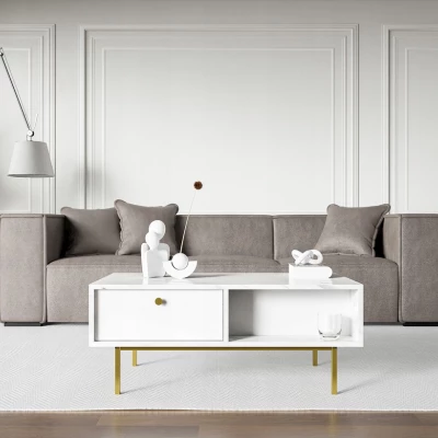 Konferenční stolek SHELDON - bílý mramor