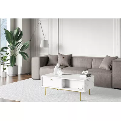 Konferenční stolek SHELDON - bílý mramor