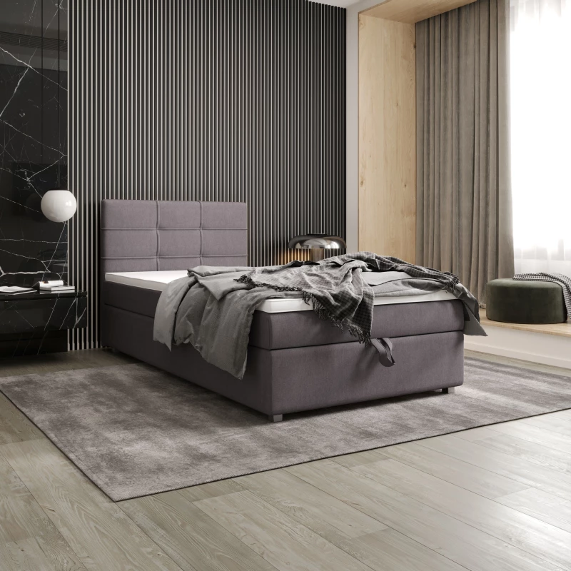 Jednolůžková postel 90x200 STIG COMFORT 7 s úložným prostorem - šedá