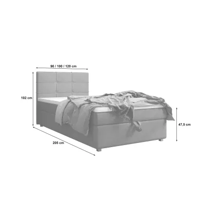 Jednolůžková postel 90x200 STIG COMFORT 7 s úložným prostorem - šedá