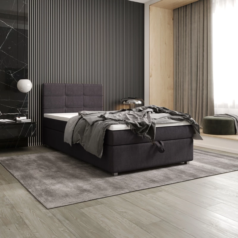 Jednolůžková postel 120x200 STIG COMFORT 7 s úložným prostorem - tmavě šedá