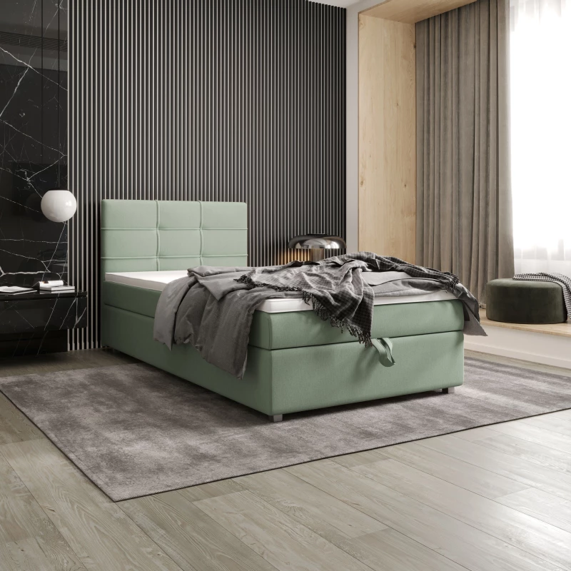 Jednolůžková postel 120x200 STIG COMFORT 7 s úložným prostorem - mátová