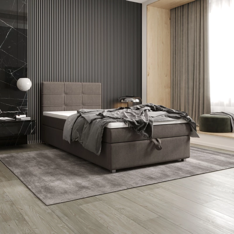 Jednolůžková postel 120x200 STIG COMFORT 7 s úložným prostorem - světle hnědá