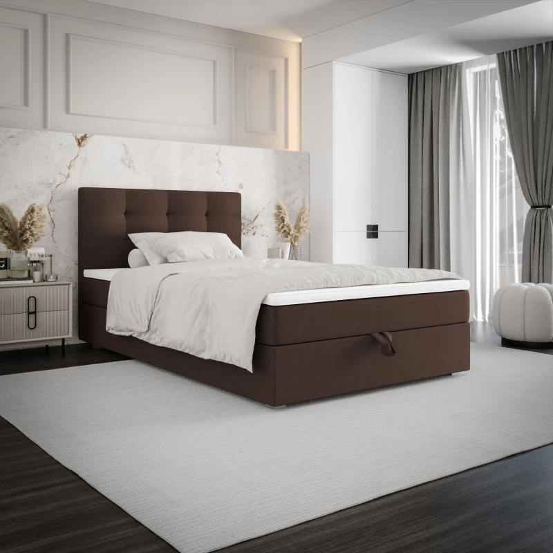 Jednolůžková postel 90x200 STIG COMFORT 8 s úložným prostorem - hnědá