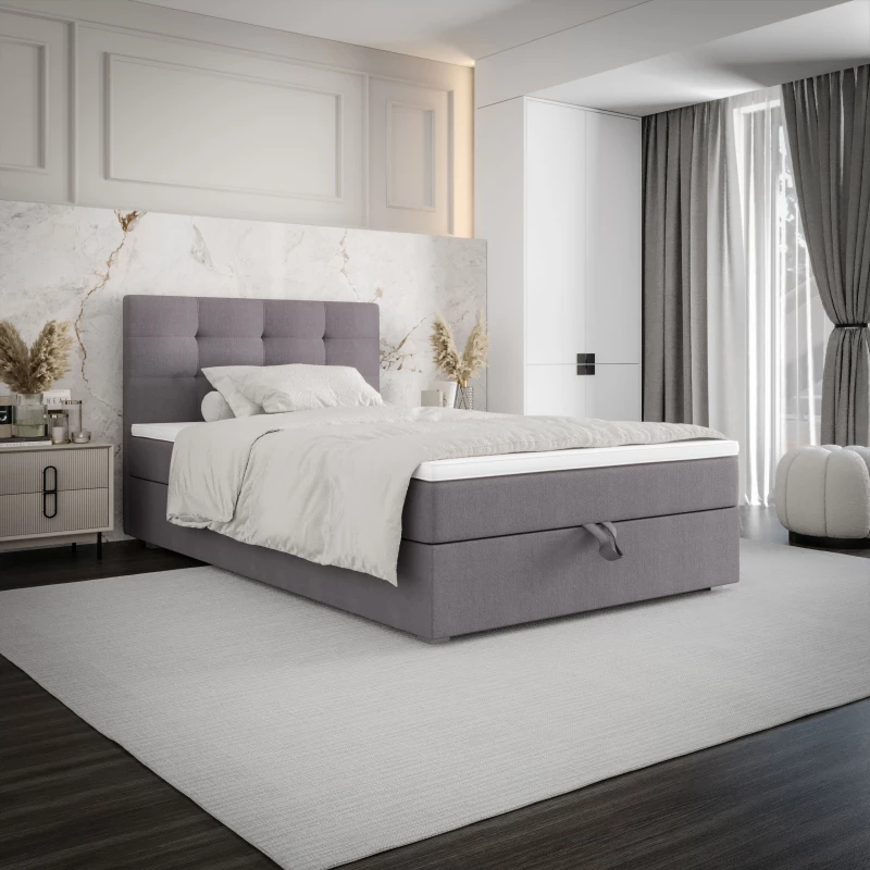 Jednolůžková postel 90x200 STIG COMFORT 8 s úložným prostorem - šedá