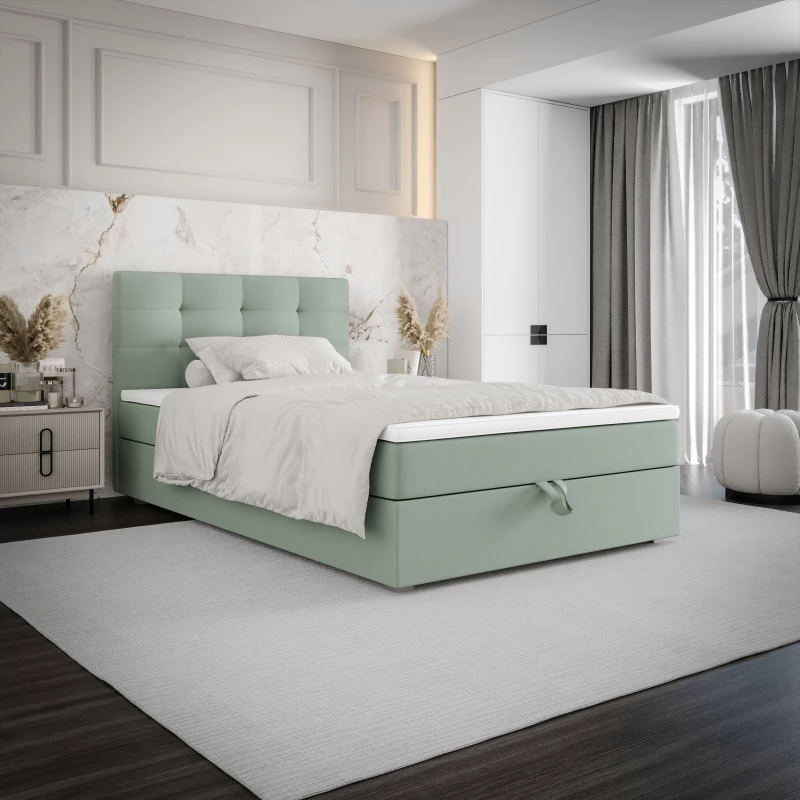 Jednolůžková postel 100x200 STIG COMFORT 8 s úložným prostorem - mátová