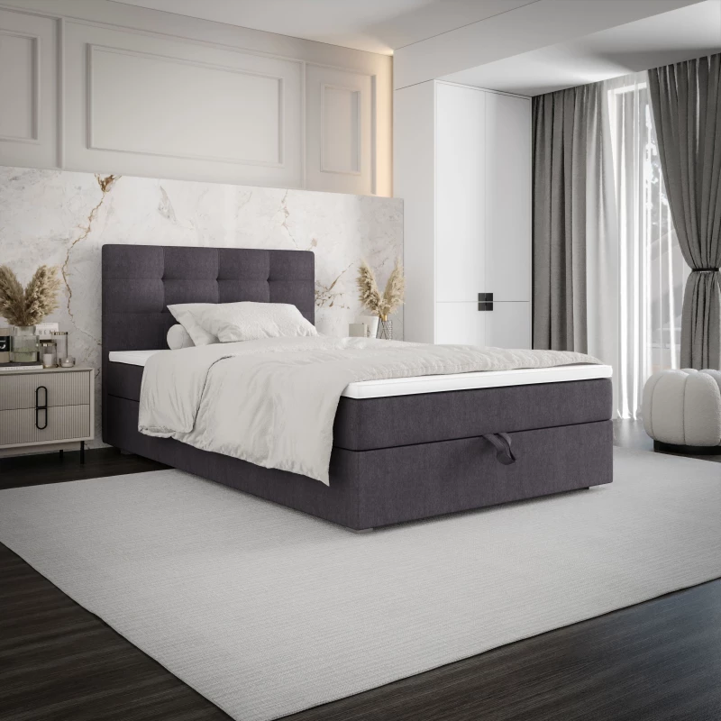Jednolůžková postel 120x200 STIG COMFORT 8 s úložným prostorem - tmavě šedá
