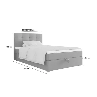 Jednolůžková postel 120x200 STIG COMFORT 8 s úložným prostorem - tmavě šedá