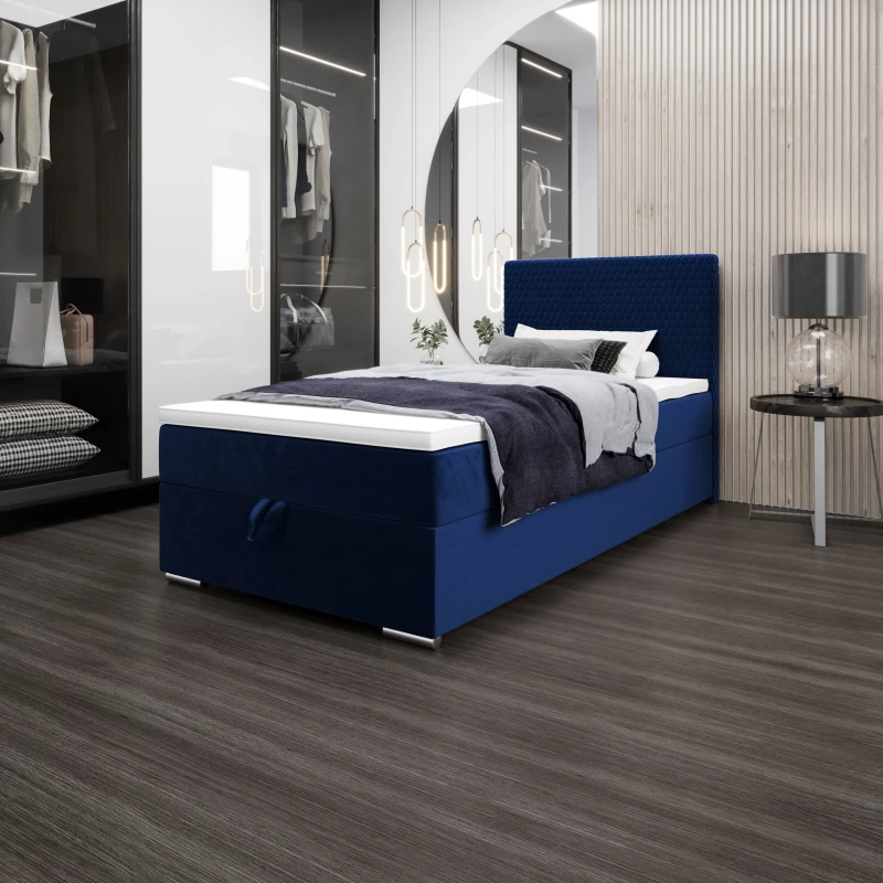 Jednolůžková čalouněná postel 100x200 HENIO 1 - modrá