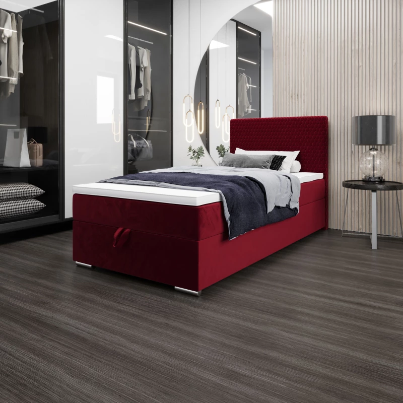 Jednolůžková čalouněná postel 100x200 HENIO 1 - červená