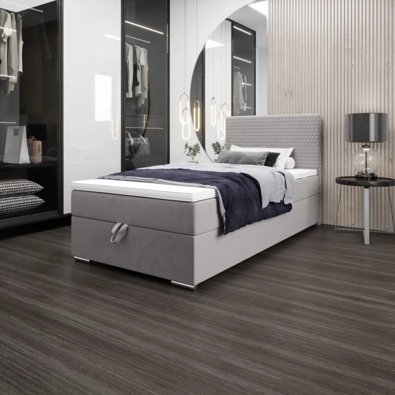 Jednolůžková čalouněná postel 90x200 HENIO COMFORT 1 - světle šedá