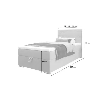 Jednolůžková čalouněná postel 90x200 HENIO COMFORT 1 - světle šedá