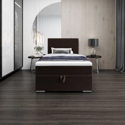 Jednolůžková čalouněná postel 100x200 HENIO COMFORT 1 - tmavě hnědá