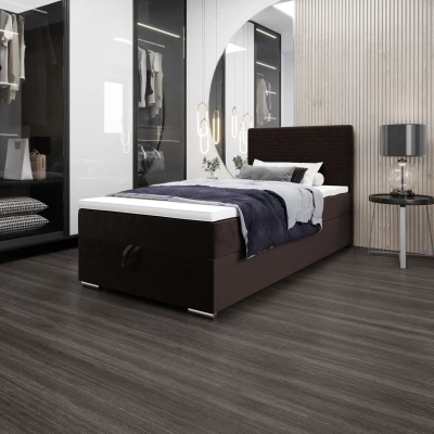 Jednolůžková čalouněná postel 100x200 HENIO COMFORT 1 - tmavě hnědá
