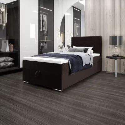 Jednolůžková čalouněná postel 100x200 HENIO COMFORT 1 - tmavě hnědá