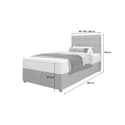 Kontinentální jednolůžková postel 120x200 KALINA COMFORT 1 - černá