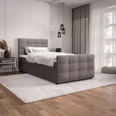 Jednolůžková postel 90x200 KAUR s úložným prostorem - světle hnědá