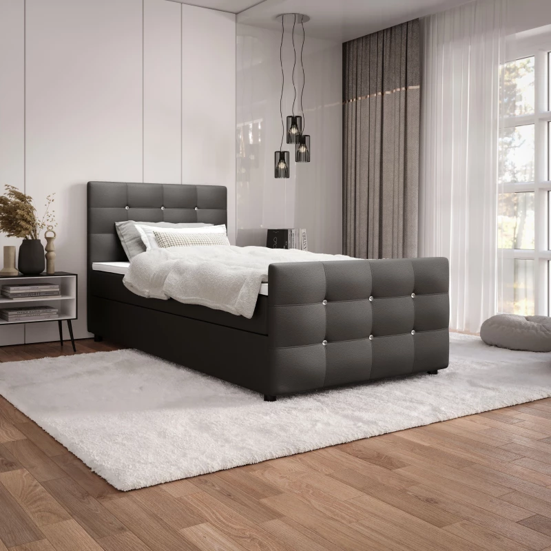 Jednolůžková postel 90x200 KAUR s úložným prostorem - grafit