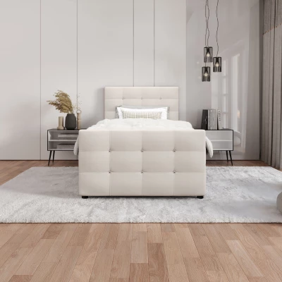 Jednolůžková postel 100x200 KAUR s úložným prostorem - vanilková