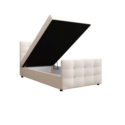 Jednolůžková postel 100x200 KAUR s úložným prostorem - vanilková