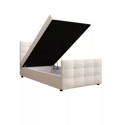 Jednolůžková postel 100x200 KAUR s úložným prostorem - vanilková