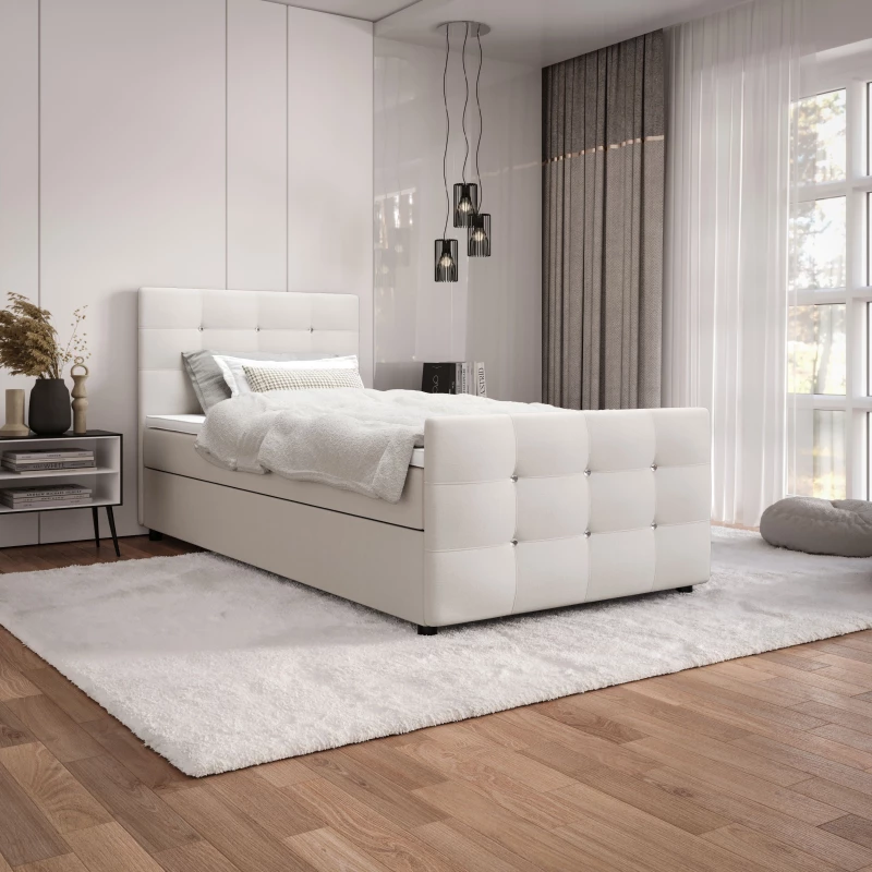 Jednolůžková postel 100x200 KAUR s úložným prostorem - vanilková