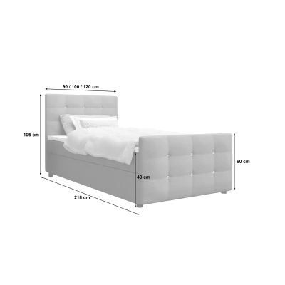 Jednolůžková postel 100x200 KAUR s úložným prostorem - vanilková